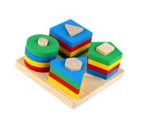 PartyKindom 1Set Giocattoli Educativi Legno per Geometrici Cognitivi Sviluppo Della Coordinazione Occhio Mano e Riconoscimento Colori e per