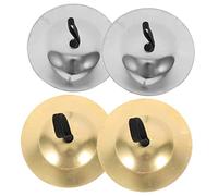 PartyKindom 2 paia Finger Cymbals per Danza Strumento Musicale e Resistente per e Spettacoli da Oro e Argento