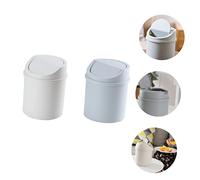 PartyKindom 2 pezzi Mini Pattumiera da Scrivania Plastica Riciclabile con Contenitori per Rifiuti Ambientali per Bagno Ufficio e Camera Colori Grigio e Bianco