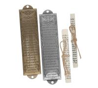 PartyKindom 2sets Mezuzah Metallo Decorativa con Pergamena per Ingressi Religiosi Ornamento Antico Stile Ebraico per Decorazione Domestica e Cerimonie Religiose