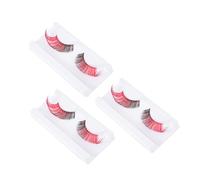 PartyKindom 3 Paia ciglia finte colorate rosa ciglia finte con colla glitter aspetto naturale ciglia trucco halloween impostore ciglia costume mettere in scena le ciglia finte fibra importata