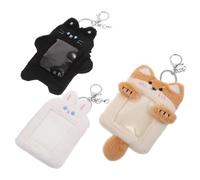 PartyKindom 3 Pezzi Porta Carte in Peluche Coniglio e Gatto, Accesso Rapido | PVC Trasparente, Alta Visibilità per Tessera e Fotocard, Leggero per Viaggio e Lavoro, Stile Kawaii