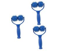 PartyKindom 3pezzi Roller Massaggiante Manuale Ergonomico Per Muscoli e Schiena Strumento Di Automassaggio Portatile Blu