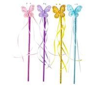 PartyKindom 4 Bacchette Magiche Farfalla per Bambine Bastoncini Decorativi con Farfalle Colorate Rosa Blu per Party Cosplay e Giochi di Dress-up