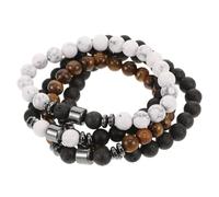 PartyKindom 4 pezzi Bracciale con Pietre Naturali per Set Elasticizzati con Beads Lava Matte Accessorio per e per Relazioni