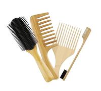 PartyKindom 4 pezzi Pettini in Bamboo Naturale per Acconciatura Pettine Districante e Styling Massaggio del Capelluto per e su Bagnati e Asciutti Antigraffio e Facile Impugnare