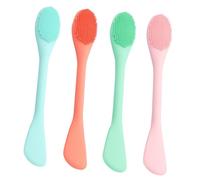 PartyKindom 4 pezzi Spazzola Silicone per Set Doppia per Rimozione Make Up e Detersione Morbida e Facile Trasportare e Utilizzare