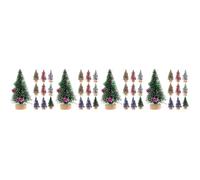 PartyKindom 4 Set Piccolo Albero di Natale con Campanelli Palla di Natale Rami di Natale Lucine Alimentate A Batteria Spazzole per Bottiglie Alberi di Natale Turbinii di Legno 12 Pezzi * 4