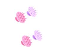 PartyKindom 4pezzi Spazzola Massaggiante Per Silicone Di Pz Rosa e Brush Per Shampoo e Massaggio Del Capelluto Adatta Tutti Tipi Di Delicata e Comoda Da Usare