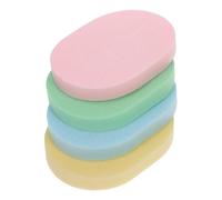 PartyKindom 4pezzi Spugne Ovali Per Spugne Esfolianti Portatili Per Rimozione Trucco e Detersione Quotidiana Donne e Ragazze Colori Rosa e Giallo