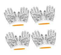 PartyKindom 4sets Guanti Da Massaggio Riflessologici Con Istruzioni Stampate Per Agopunti Completo Con Bastoncini Massaggianti Per Rilassamento e Benessere Delle Mani Per Uomini e Donne