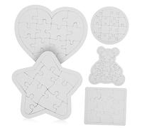 PartyKindom 5pezzi Puzzle Vuoti Di Forma Cuore Quadrato Rotondo Per Dipingere Disegnare Colorare Puzzle Da Personalizzare