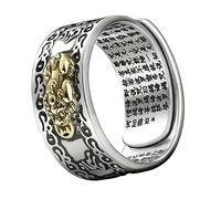 PartyKindom Anello Uomo Fortunato in Lega Con Scrittura Sacra Design Unico e Decorativo Regalo Per Fidanzati e Famiglia Apertura Regolabile Vintage