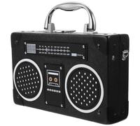 PartyKindom Borsa a Tracolla da Donna in PU Nero, Stile Radio, Chic | Tracolla Staccabile, Accesso Rapido, per Cosmetici e Specchietto, Look Retrò, Strada e Cena