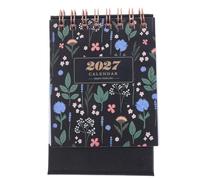 PartyKindom Calendario da Tavolo Floreale 2027 Piccolo, Carta Nera | Design Semplice e Fresco, Display Chiaro delle Date, Formato Compatto, Mantiene L'ordine sulla Scrivania