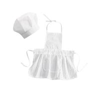 PartyKindom Cappello Da Cuoco Appena Grembiuli Per Bambini Per Ragazze Cappello Da Chef e Grembiule Per Bambini Abito Bambino Che Fa i Primi Passi Bianca Neonato Pantaloni Interi
