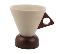 PartyKindom Ceramic Mug Retro Funnel Design With Wooden Base Heat Resistant And Lightweight British Tea Cup For Home Office Outdoor Use