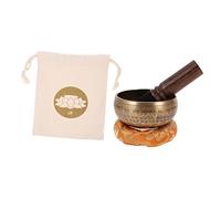 PartyKindom Ciotole Tibetane per Meditazione Rame Fatto Mano con Bastoncino e Tappetino Accessorio Buddhista per Suono e Relax