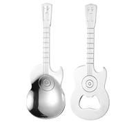 PartyKindom Cucchiai Chitarra in Acciaio con Apribottiglie Forma Multifunzione per Dessert e Miscelazione Bevande Accessorio Cucina e Bar Resistente