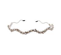 PartyKindom Fascia Per Fasce Di Perline Per Le Donne Copricapo Accessori Per Da Sposa Bande Fasce Per La Testa Accessorio Cerchietto Di Perle Ondulato Onda Bianca Lega Di Zinco