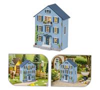 PartyKindom Kit Casa delle Bambole Mini in Legno Te con Mobili Struttura Robusta e Portatile Set per Adulti Decorazione Festiva e Gioco Manuale