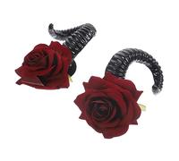PartyKindom Mollette per Chioma a Forma di Corna Donna, Accessori Cosplay Gotico Lolita Corno di Rosa Nera, Clip Leggere per Feste Halloween e Servizi