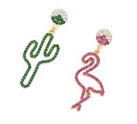 PartyKindom Orecchini Forma Di Cactus Pietre Brillanti Orecchini Asimmetrici Eleganti Per Donne Pendenti Luminosi Per Feste e Appuntamenti Accessori Da Donna Moderni