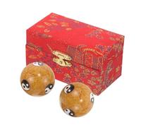 PartyKindom Palline da Massaggio Mani in Metallo 2 Pezzi Set, Sfere Baoding 47mm Smaltate Dorate per Rilassamento Muscolare e Allenamento Mano, Strumento Benessere Antistress Colore Casuale