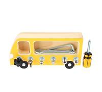 PartyKindom Pannello Montessori Bus in Legno Educativo per Sviluppo della Motricità Fine Didattico Colorato per Riconoscimento e Colori