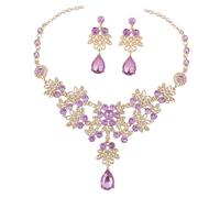 PartyKindom Parure Gioielli da Sposa con Collana e Orecchini Pendenti Goccia in Cristallo Brillante Accessori Eleganti per Damigelle e Nozze