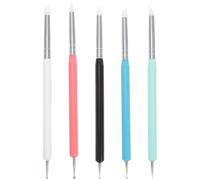 PartyKindom Pennelli per Unghie in Silicone a Doppio Estremità 5 Pezzi, Pennelli Acrilici e Metallici per Nail Art, Facili da Usare per Unghie Naturali e Finte in Saloni e Scuole