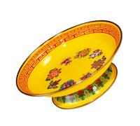 PartyKindom Piatto di Offerta Buddhista in Smalto Giallo, Superficie Liscia e Facile da Pulire, Design Semplice per Decorazione in Templi e Casa