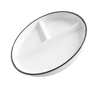 PartyKindom Piatto in ceramica diviso con scomparti bordo nero multifunzionale piatto alimentare per adulti forno a microonde sicuro controllo porzioni stoviglie per insalata dessert cena