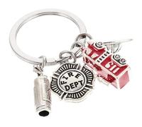 PartyKindom Portachiavi in Lega di Zinco a Forma di Pompiere 3d Casco, Estintore e Auto dei Pompieri, Ciondolo Decorativo Sospeso per Borsa, Accessorio Resistente per Chiavi e Zaini