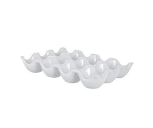 PartyKindom Portauova in Ceramica Bianca 12 Scomparti Design Scanalato, Resistente alla Compressione e Facile da Usare per Frigorifero e Viaggi su Strada