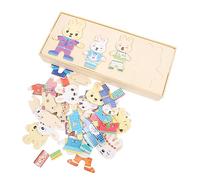 PartyKindom Puzzle Educativo in Legno Animali con Cambio Vestiti Puzzle Animale Coniglio in Legno per Ragazzi e Ragazze Stimola e Apprendimento