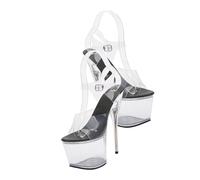 PartyKindom Sandali Donna Estivi Plateau Trasparenti, Sandali Tacchi Alto e Design Elegante per Feste e Uscite Casual, Nero Taglia 36