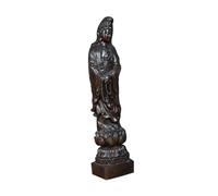 PartyKindom Statuetta Di Buddha Da Tavolo in Legno Scultura Di Buddha Antica Ornamento Buddista Classico Da Tavolo Decorazione Tradizionale