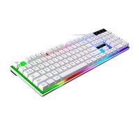 PartyKindom Tastiera Retroilluminata Meccanica Ergonomica Per Gaming Con Mouse Inclusa Design Cool Con Led Tasti Anti-conflicto e Usb Play Bianco