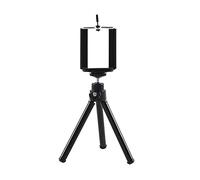 PartyKindom Treppiede per Telefono Supporto Retrattile Regolabile Mini Treppiede da Tavolo a 2 Sezioni per Fotografia Compatibile Smartphone e Piccole Fotocamere Digitali Nero