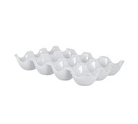 PartyKindom Vassoio Portauova in Ceramica Bianco Scomparti Con Design Scanalature Antiurto Per Conservazione Frigo e Protezione Uova Per Cucina e Decorazioni Pasquali