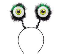 PARTYLOSOPHY Cerchietto di Halloween Palloncino Occulare con molle dinamiche colore verde e nero effetto glitter - Fascia Halloween, decorazione Halloween, fascia occhi dinamici, accessorio per