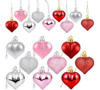 Partyprops - Decorazioni a Forma di Cuore per San Valentino, Decorazioni a Forma di Cuore, Confezione da 24 Pezzi, Colore: Rosso, Rosa e Argento
