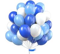 PartyWoo 100 palloncini blu e bianco, 30,5 cm, palloncini blu pallido e bianco, palloncini da festa blu e bianco, per ragazzi, battesimo, baby shower, baby shower, 1° compleanno