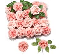 PartyWoo 20 rose artificiali, fiori artificiali, fiori artificiali in schiuma, fiori artificiali, decorazione per feste di compleanno, matrimonio, decorazione per feste (rosa) (4711100061179)
