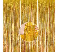 PartyWoo- 3.3x6.6 ft Tinsel Curtains Tende orpello, 3 Pezzi, Sfondo per Feste, Righe, Oro, Partydeko für Hochzeit, Baby Shower (Gold, 1x2m), 4711075368099