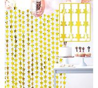 PartyWoo, 3 Pezzi Tinsel Tenda Sfondo Tende con Frangia in Lamina Decorazioni per Feste per Compleanno Festa di Nozze (Oro, Stella, 1x2m), Oro-1456, 1002000.1CM, 4711100079143