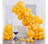 PartyWoo Palloncini giallo senape, 140 pezzi, diverse dimensioni, 45,7 cm, 35,7 cm, stile boho, netural, autunno, kit per arco di compleanno, baby shower, girasole, Little Cutie, decorazioni per feste