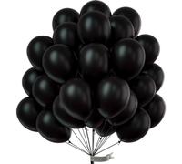 PartyWoo Palloncini Neri, Confezione da 50 Palloncini Neri da 12 Pollici, Palloncini Neri per Ghirlanda di Palloncini o Arco di Palloncini come Decorazione di Compleanno, Nero-Y18