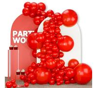 PartyWoo Palloncini rossi 100 pezzi di diverse dimensioni di 45,7 cm, 30,5 cm, 25,7 cm, kit per arco a palloncino rosso, per compleanno, laurea, addio al nubilato, cittadinanza, anniversario, ciliegia